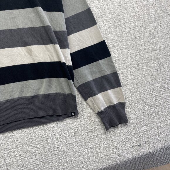 Y2K Hurley Mens Pullover Sweatshirt Long Sleeve Striped Men Sz M Surf Read - Picture 4 of 16